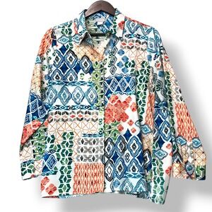 Chicos Women's Multicolor Patchwork Button Down Long Sleeve Top Size‎ 1 US 8/10